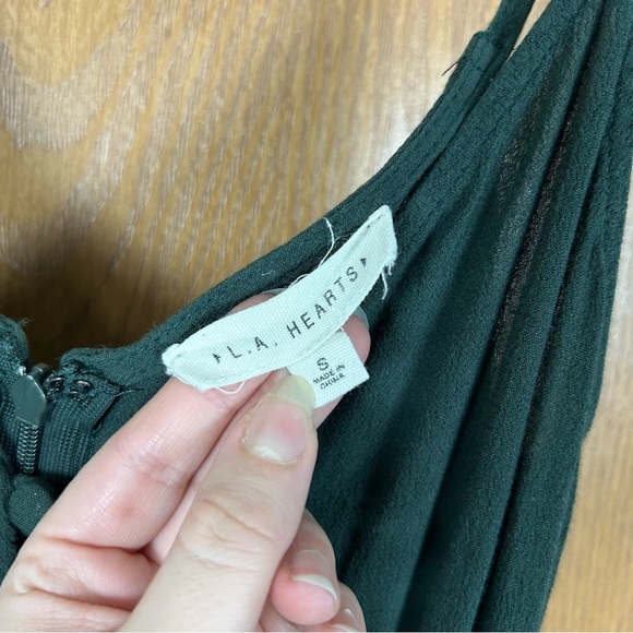 LA Hearts PacSun Forest Green Button Front Spaghetti Strap Jumpsuit - Picture 5 of 6